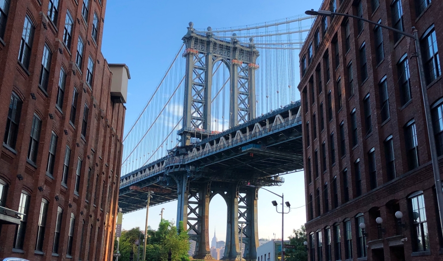 A bridge in NYC as seen from Brooklyn